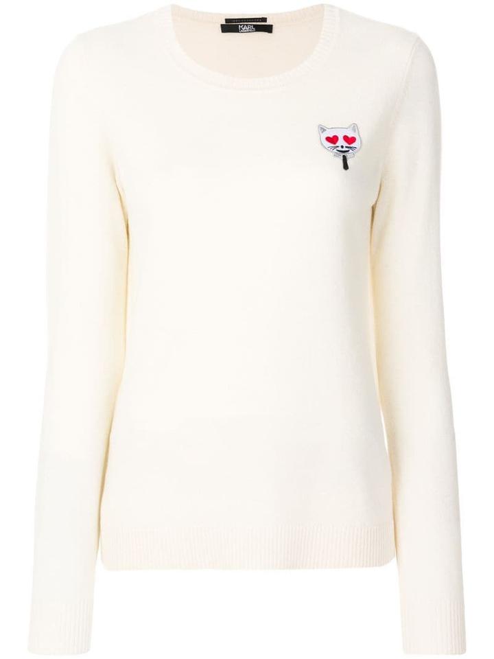Karl Lagerfeld Embroidered Cat Jumper - Neutrals