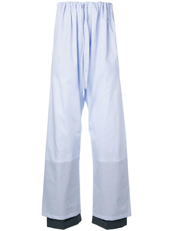 Y / Project Striped Loose Fit Trousers - Blue