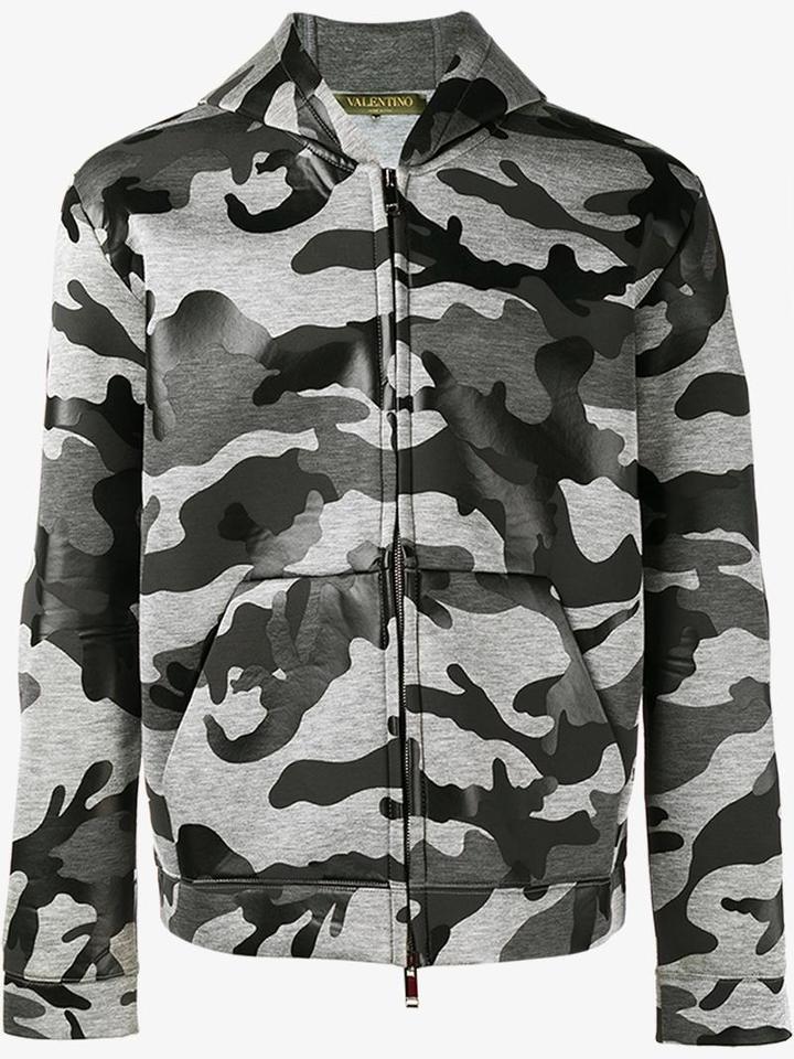 Valentino Camouflage Hoodie, Men's, Size: Medium, Grey, Polyurethane/viscose