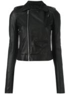 Rick Owens Cropped Biker Jacket, Women's, Size: 42, Black, Cotton/leather/cupro/virgin Wool