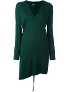 Ann Demeulemeester Longsleeved V-neck Dress, Women's, Size: 36, Green, Wool