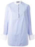 Alexander Mcqueen Pinstriped Blouse, Women's, Size: 38, Blue, Cotton/metal