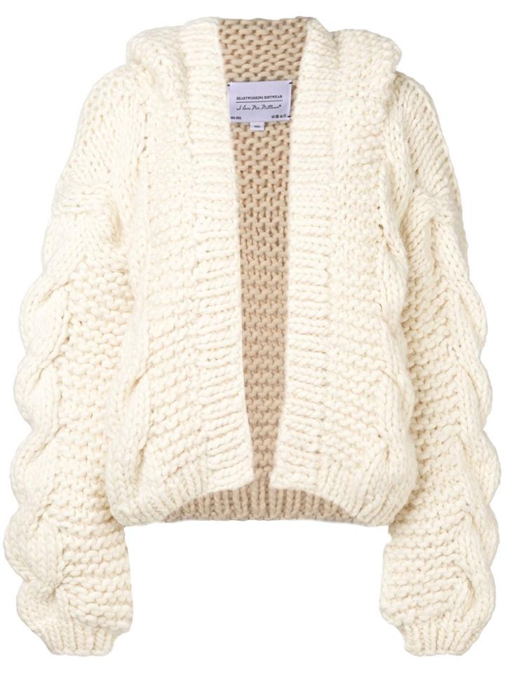 I Love Mr Mittens Cable Knit Hooded Cardigan - Neutrals
