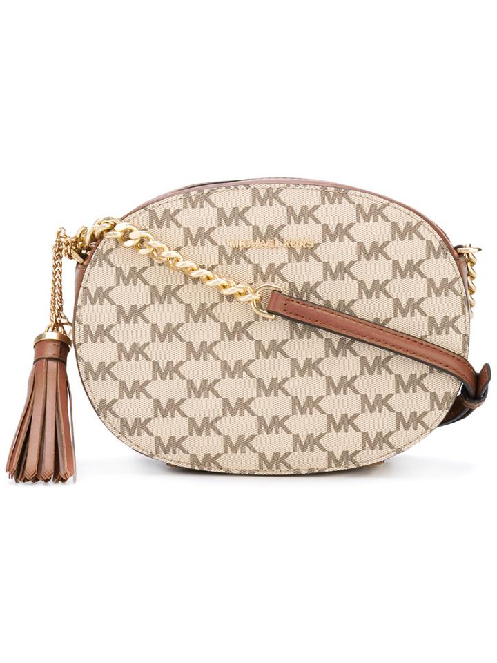 Michael Michael Kors - Monogram Shoulder Bag - Women - Leather - One Size, Nude/neutrals, Leather