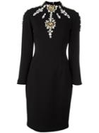 Stefano De Lellis Embellished Neckline Dress, Women's, Size: 40, Black, Polyester/spandex/elastane