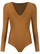 Gig - V Neck Knit Body - Women - Viscose - P, Women's, Brown, Viscose