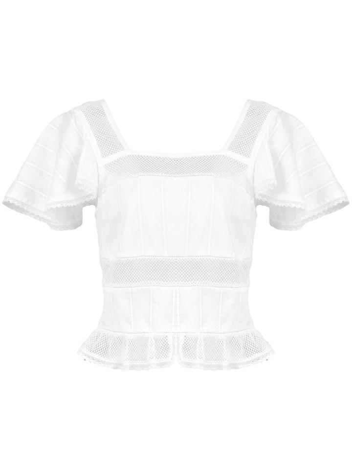Alexa Chung Square Neck Cropped Blouse - White