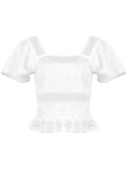 Alexa Chung Square Neck Cropped Blouse - White