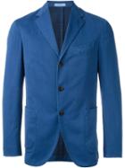 Boglioli Three Button Blazer, Men's, Size: 50, Blue, Cotton/silk/spandex/elastane/cotton