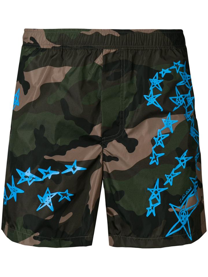 Valentino Zandra Stars Print Swim Shorts - Green