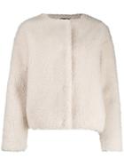 Ps Paul Smith Faux-fur Collarless Jacket - White