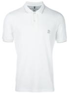 Brunello Cucinelli Logo Embroidered Polo Shirt, Men's, Size: Small, White, Cotton