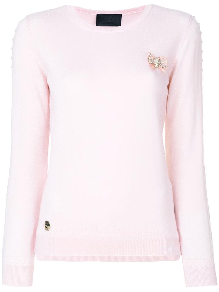 Philipp Plein Skull Bow Knit Top - Pink & Purple