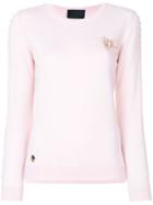 Philipp Plein Skull Bow Knit Top - Pink & Purple