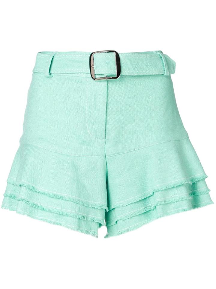 Alexis Frayed Triple Hem Shorts - Blue