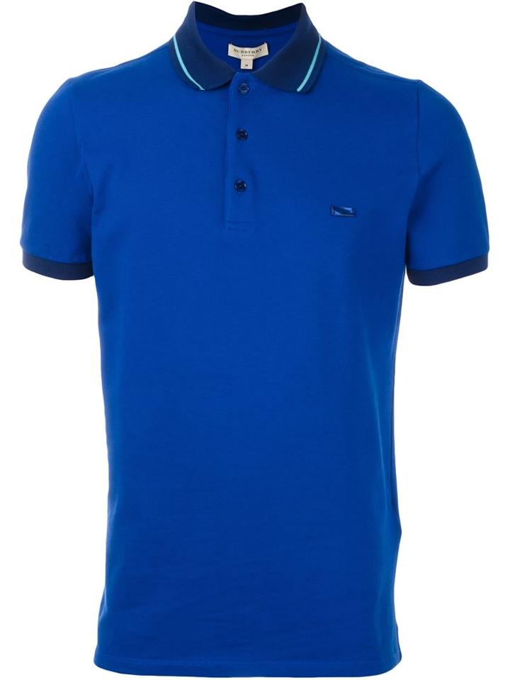 Burberry London Embroidered Logo Polo Shirt, Men's, Size: M, Blue, Cotton