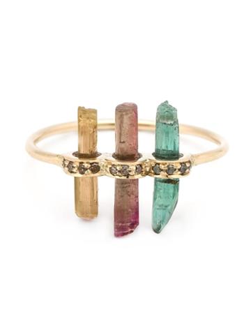Mathilde Danglade Three Stick Tourmaline Diamond Ring