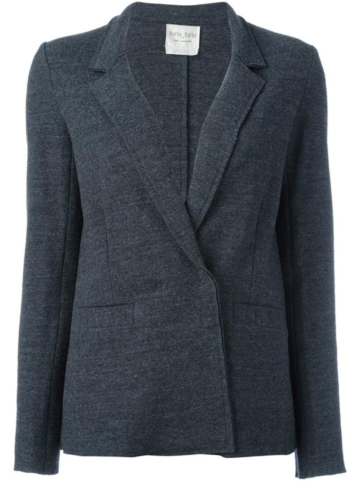Forte Forte Concealed Fastening Blazer, Women's, Size: 2, Grey, Cotton/virgin Wool