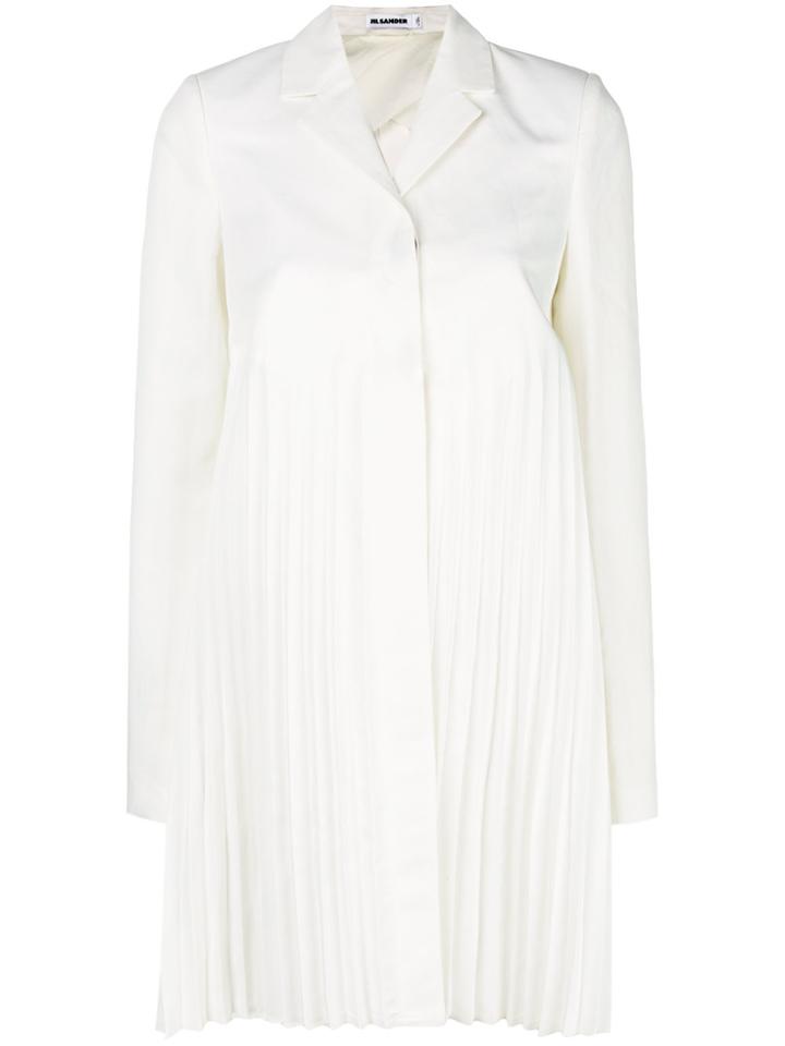 Jil Sander Pleated Single Breasted Coat - White