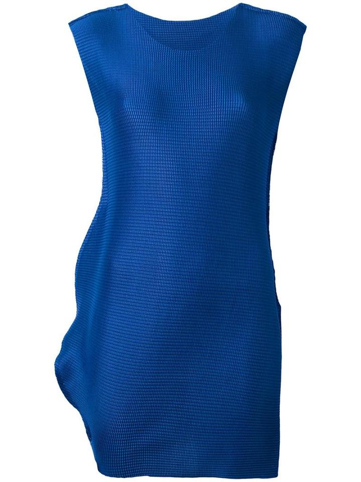 Issey Miyake Cauliflower Longline Tank Top, Women's, Blue, Polyester