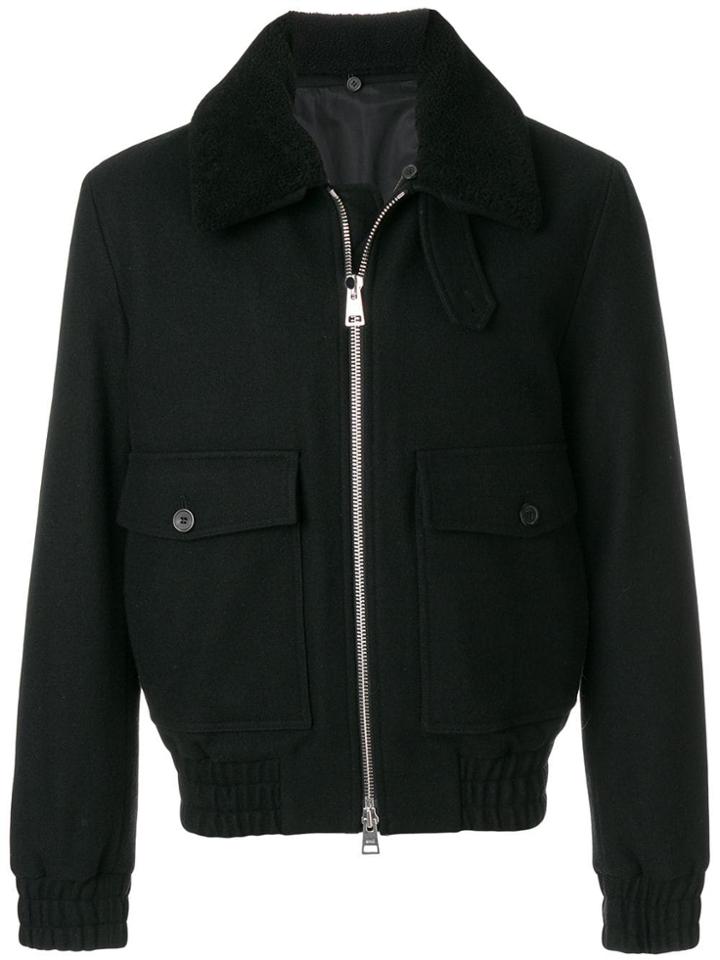 Ami Alexandre Mattiussi Shearling Collar Zipped Jacket - Black
