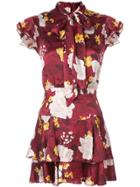 Alice+olivia Floral Print Tie Neck Dress - Red