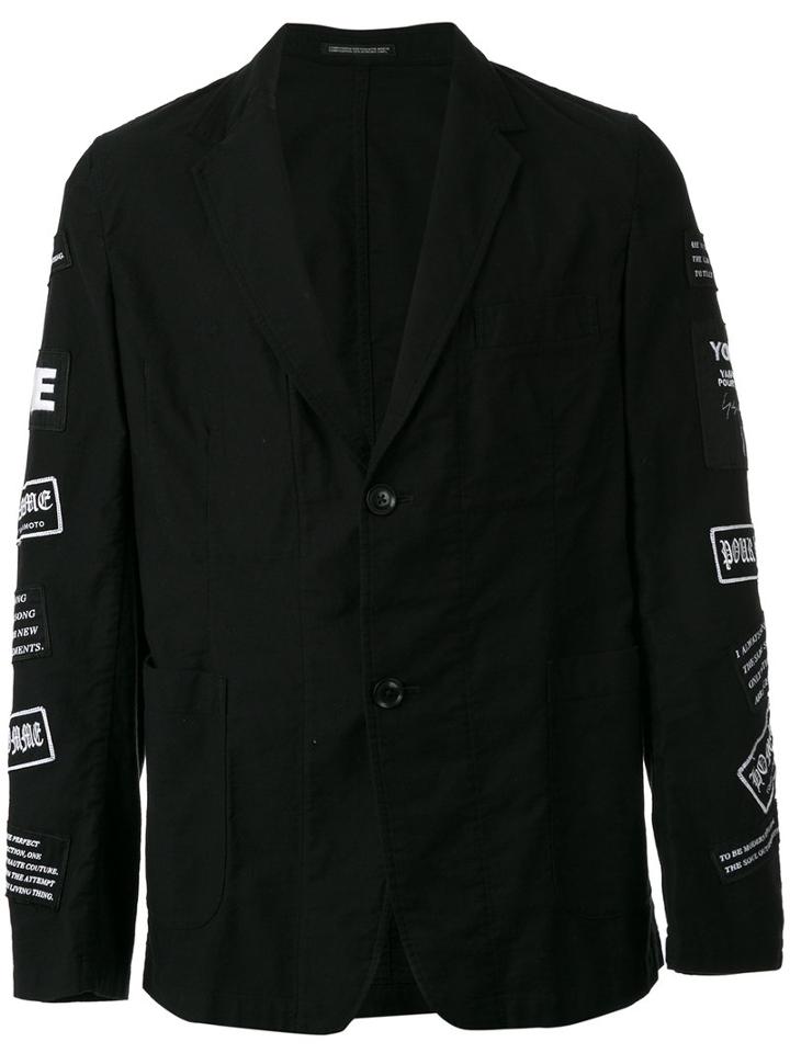 Yohji Yamamoto - Printed Sleeve Blazer - Men - Cotton - 4, Black, Cotton