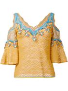Peter Pilotto Embroidered Cold-shoulder Blouse - Yellow & Orange