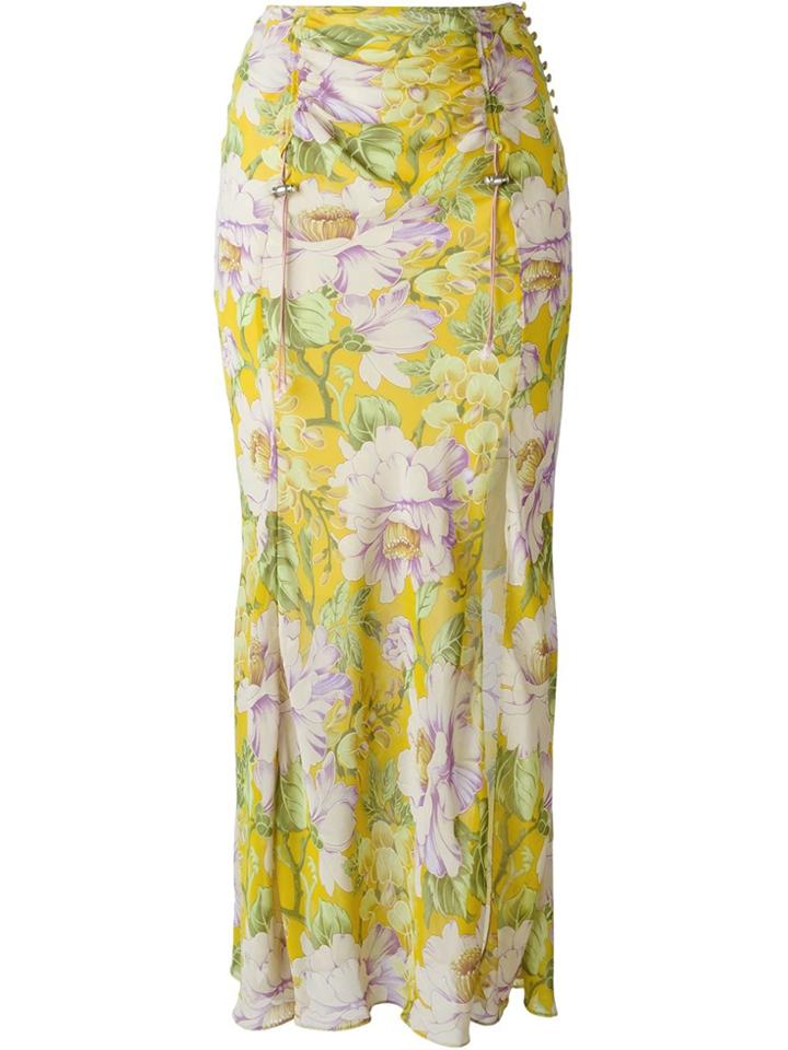 John Galliano Vintage Flower Print Skirt - Yellow & Orange