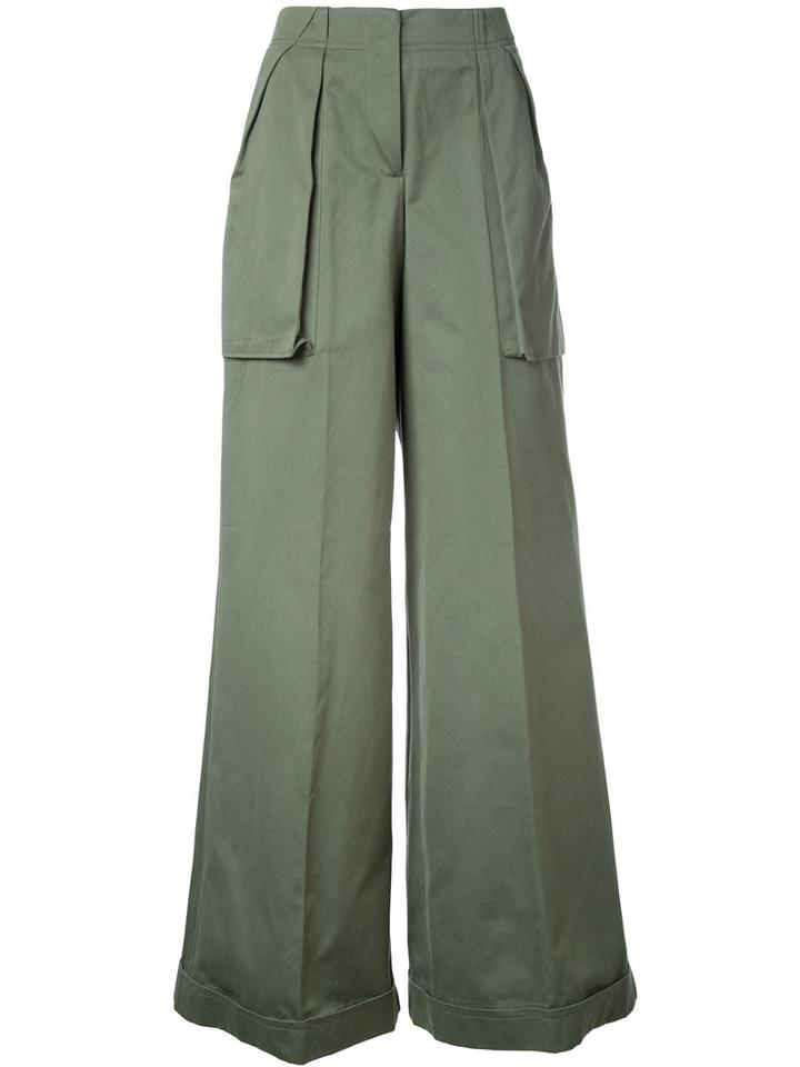 Monse Wide-legged Trousers, Women's, Size: 2, Green, Cotton