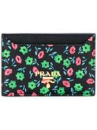 Prada Floral Print Cardholder - Black