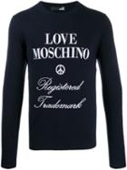 Love Moschino Crewneck Logo Sweater - Blue