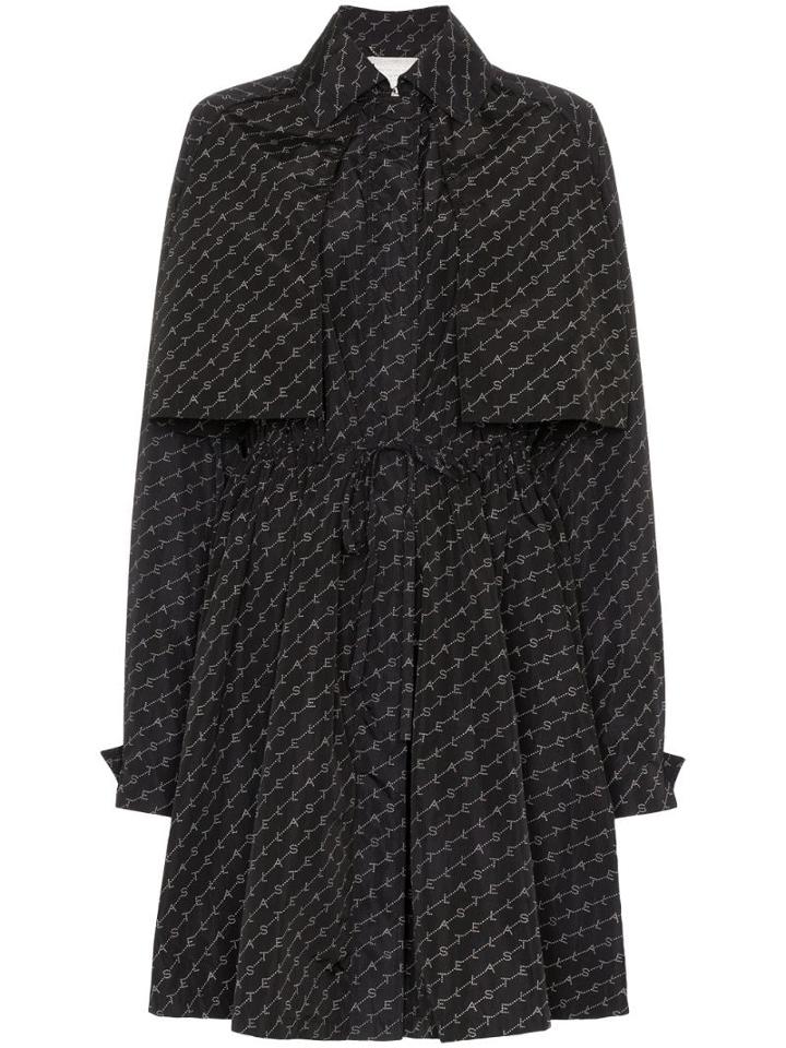 Stella Mccartney Monogram Print Belted Trench Coat - Black
