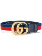 Gucci Gg Web-trimmed Belt - Blue