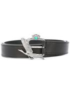 Lanvin Bird Buckle Belt, Men's, Size: 90, Black, Calf Leather/brass
