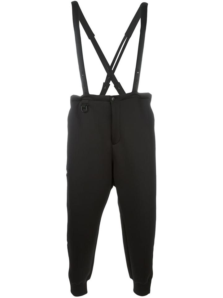 Y-3 Drop Crotch Dungarees, Men's, Size: Small, Black, Polyester/spandex/elastane