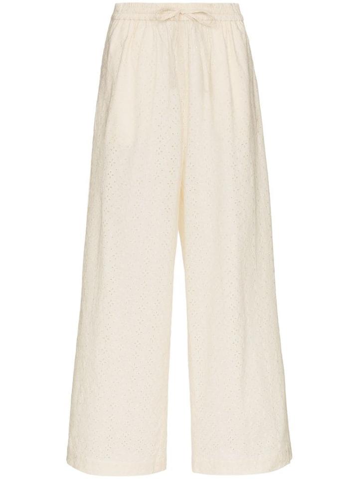 Marysia Montauk Embroidered Cotton Trousers - Neutrals