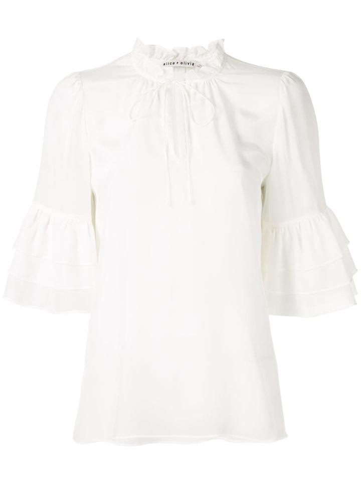 Alice+olivia Julius Tier Sleeve Blouse - White
