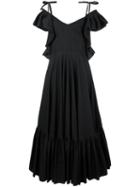 Alberta Ferretti Long Backless Dress, Women's, Size: 42, Black, Cotton