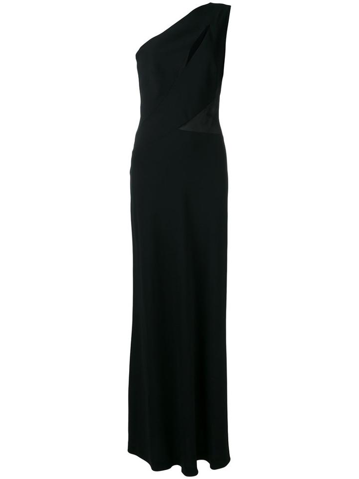 Alberta Ferretti One-shoulder Slit Panel Gown, Women's, Size: 44, Black, Acetate/rayon/silk