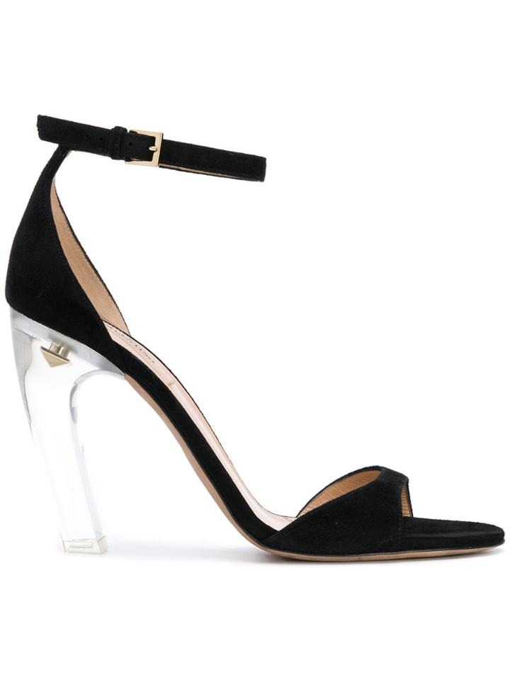 Valentino Velvet Open Toe Ankle Strap Sandals - Black