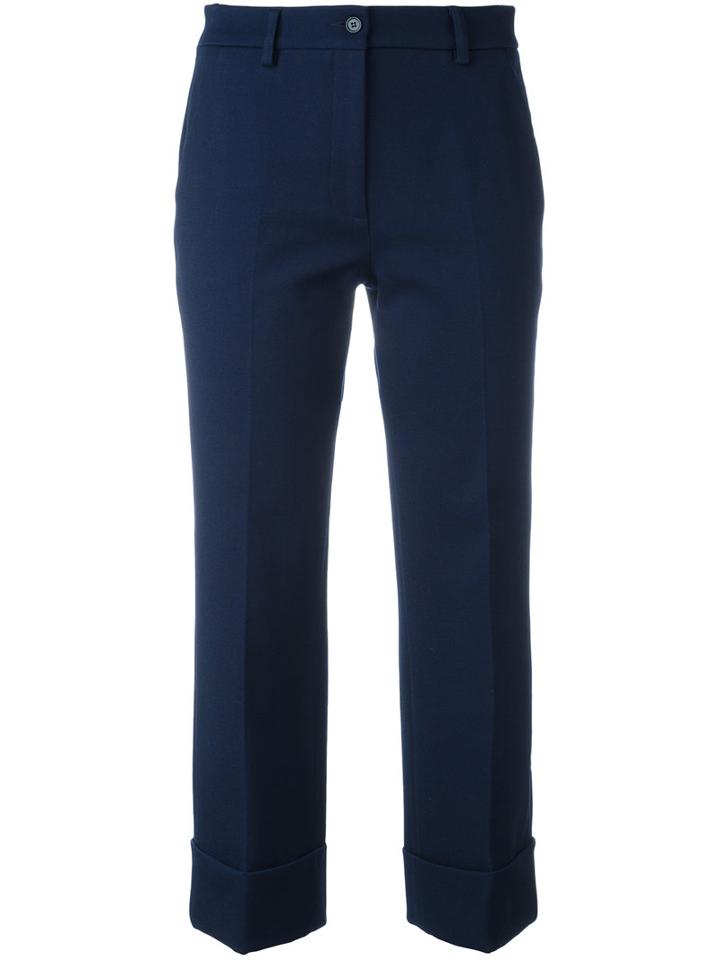 L'autre Chose Cropped Trousers, Women's, Size: 44, Blue, Cotton/polyamide/spandex/elastane