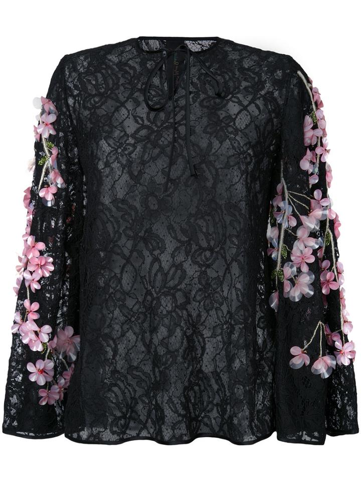 Romance Was Born 'cherry Blossom' Blouse, Women's, Size: 10, Black, Silk/cotton/nylon