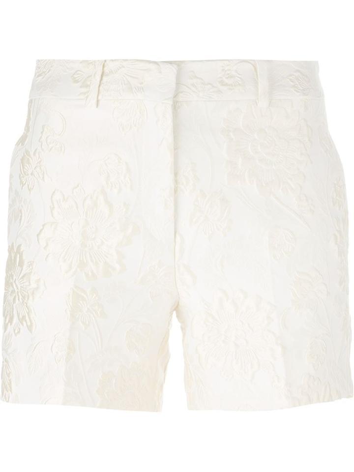 Ermanno Scervino Contrast Floral Applique Shorts, Women's, Size: 38, Nude/neutrals, Polyester/nylon/acetate/cupro