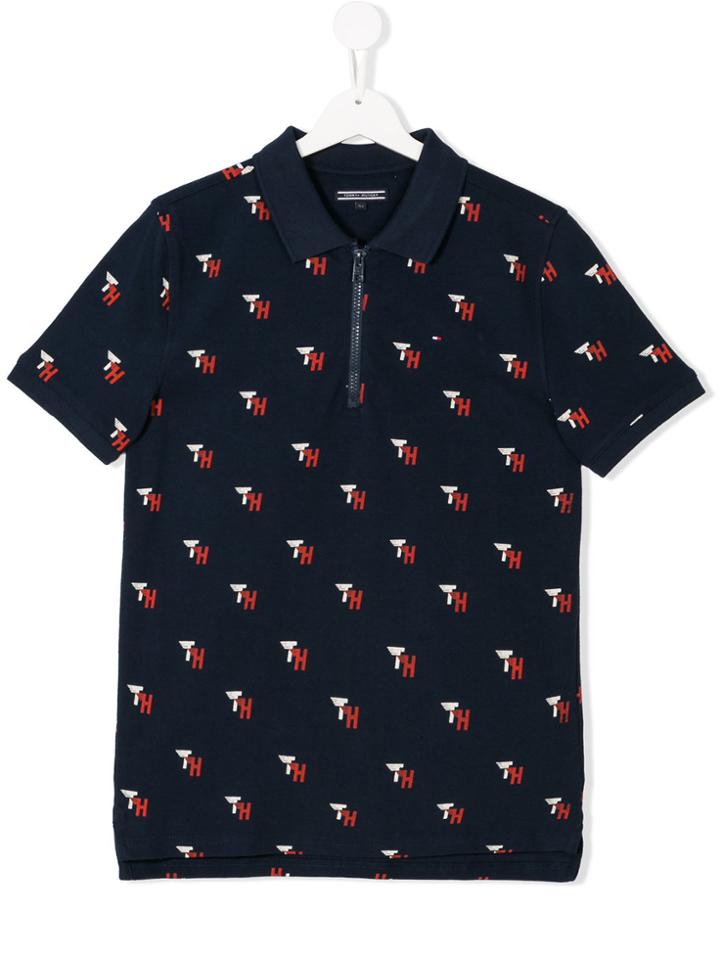 Tommy Hilfiger Junior Logo Print Polo Shirt - Blue