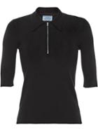 Prada Cashmere And Silk Polo Shirt - Black