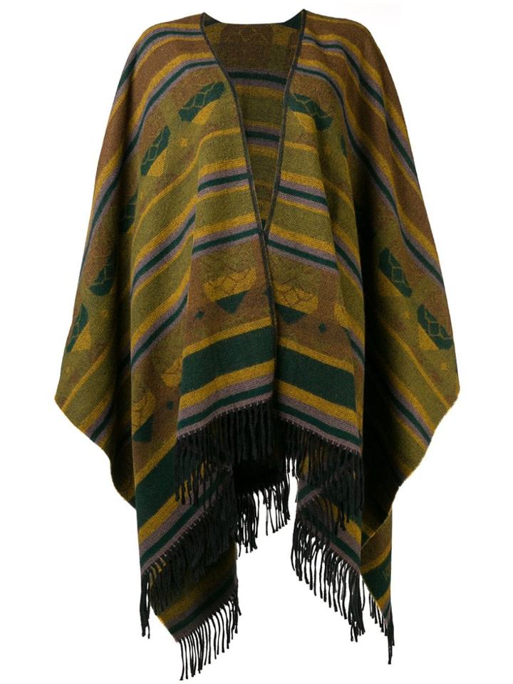 Fendi Vintage 1980's Ethnic Pattern Poncho - Green
