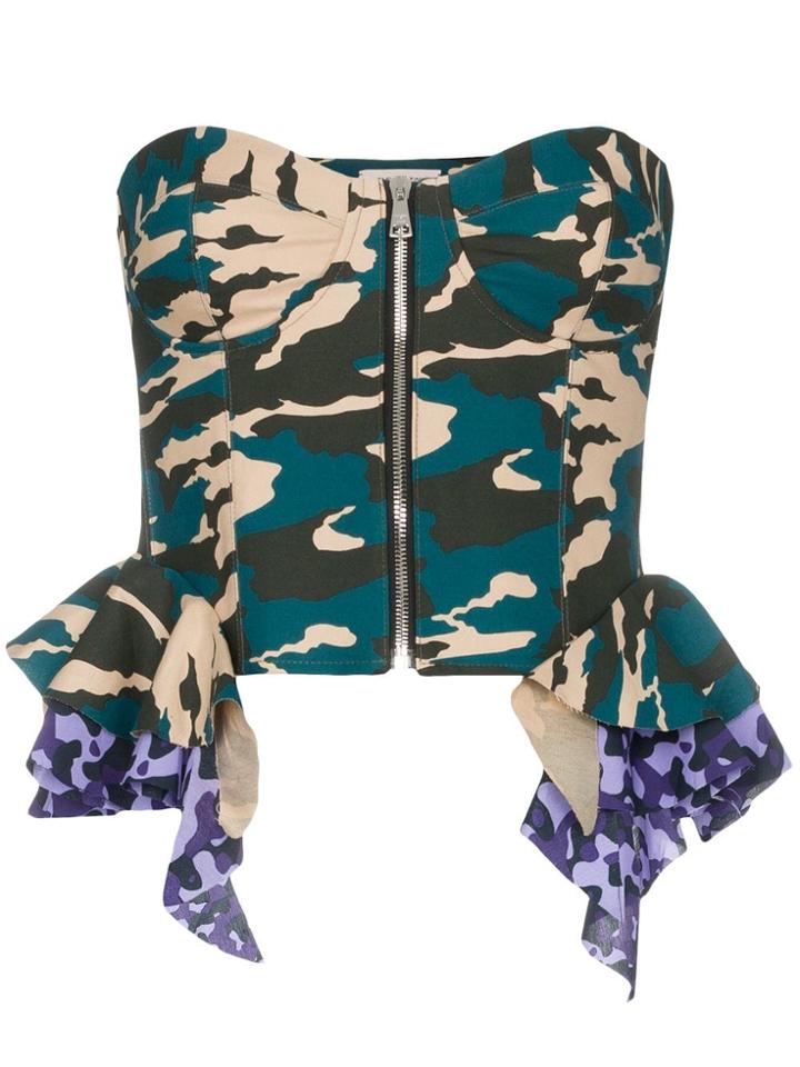 Natasha Zinko Frilled Camouflage Corset - Black