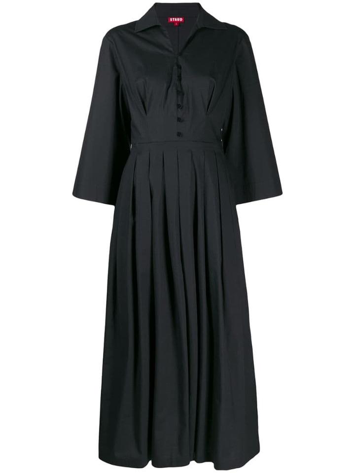 Staud Pleated Midi Dress - Black