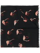 Saint Laurent Twill Flamingo Print Scarf - Black